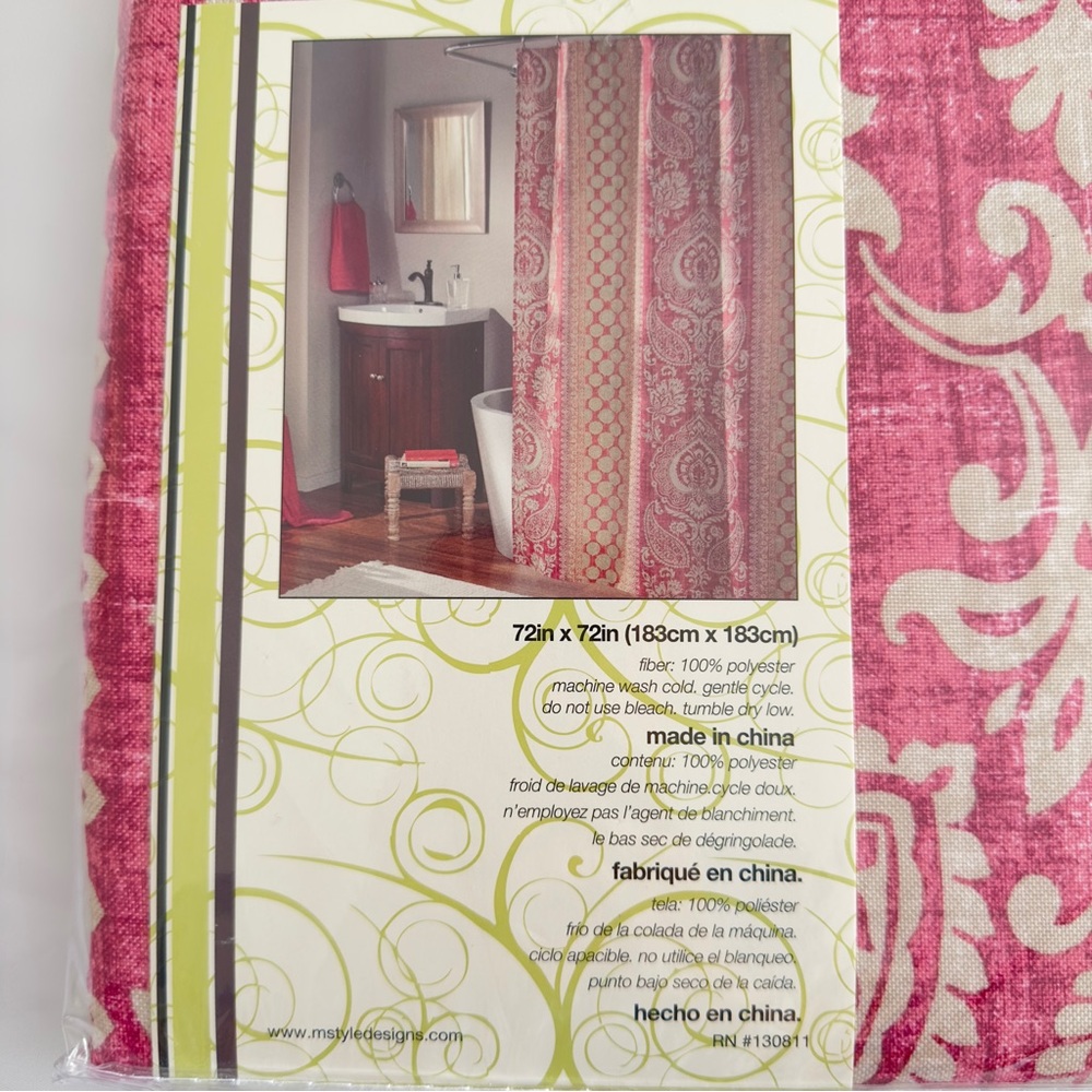 m. Style Fabric Shower Curtain Callie Raspberry